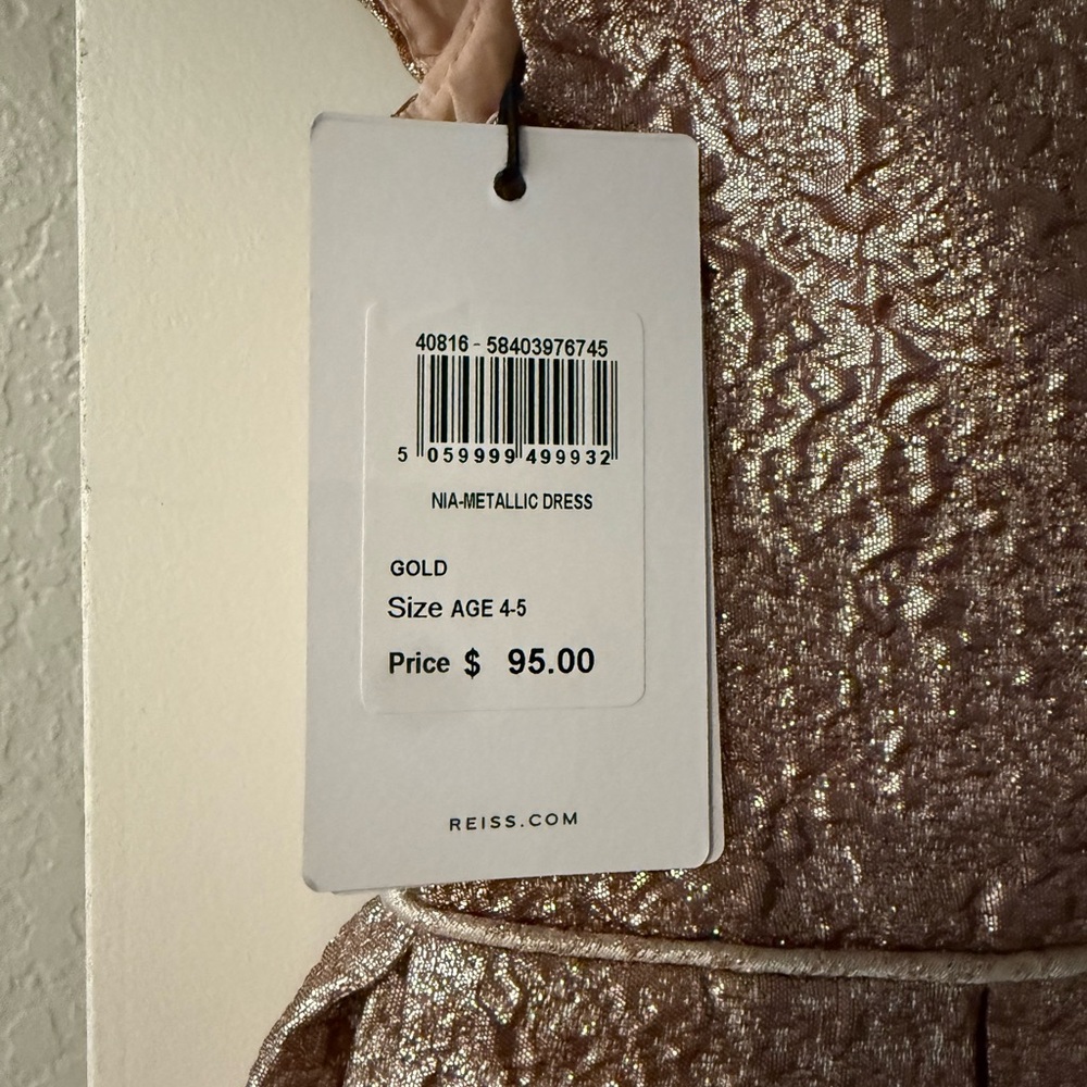 NWT Bloomingdale’s Reiss Shimmering Gold Dress